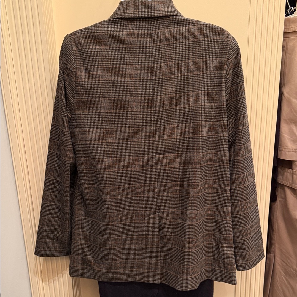 Old Navy Relaxed Twill Blazer Brown Plaid Unlined Size XS - Picture 7 of 10